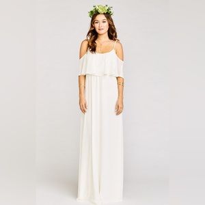 Show Me Your Mumu Caitlin Ruffle Maxi Dress White X-Small NWT | Bridal Shower